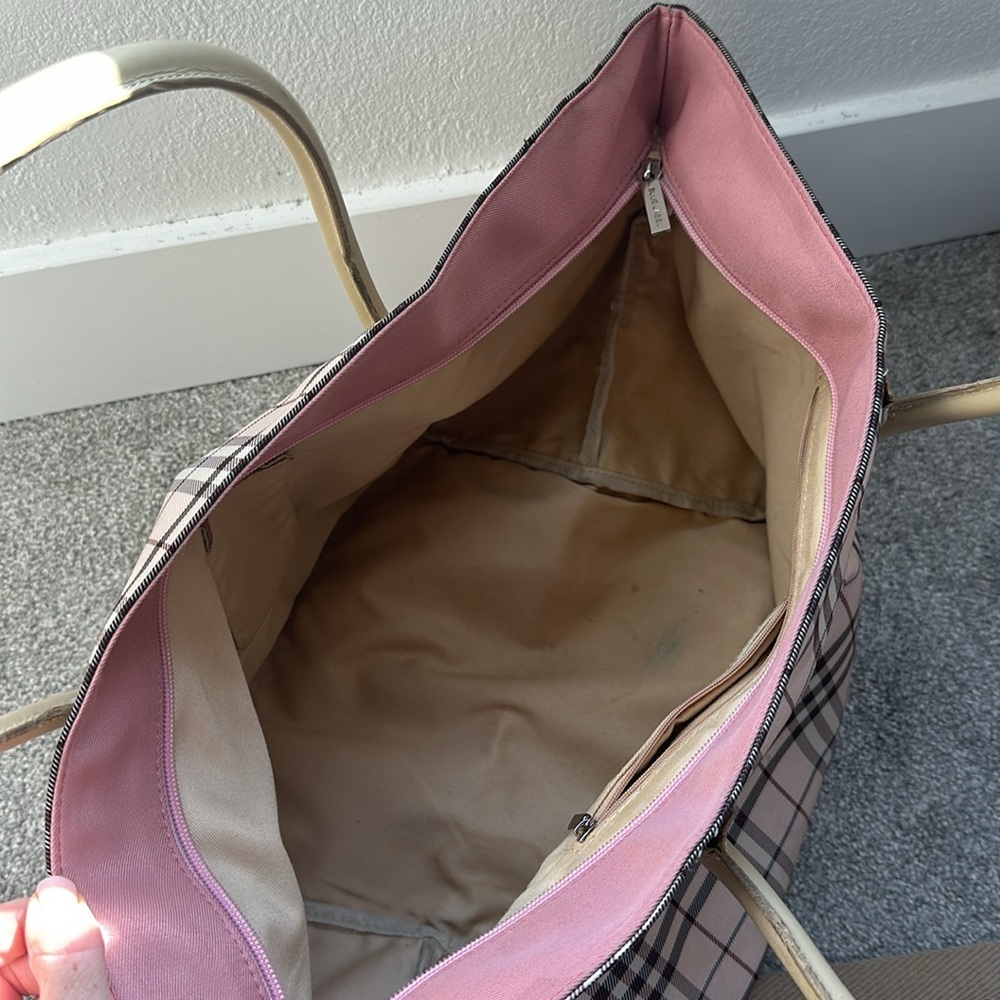 Burberry Pink and Tan Plaid Tote Bag - Picture 2 of 3